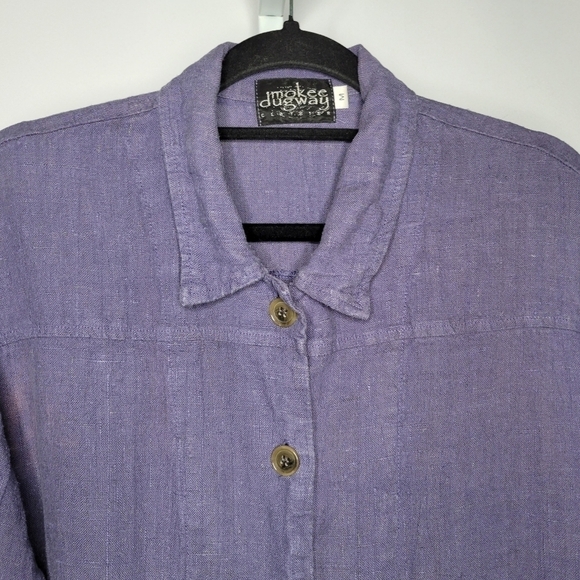 Vtg Purple Linen Button-Up Lightweight Lagenlook Jacket Women's M Mokee Dugway - Picture 2 of 10
